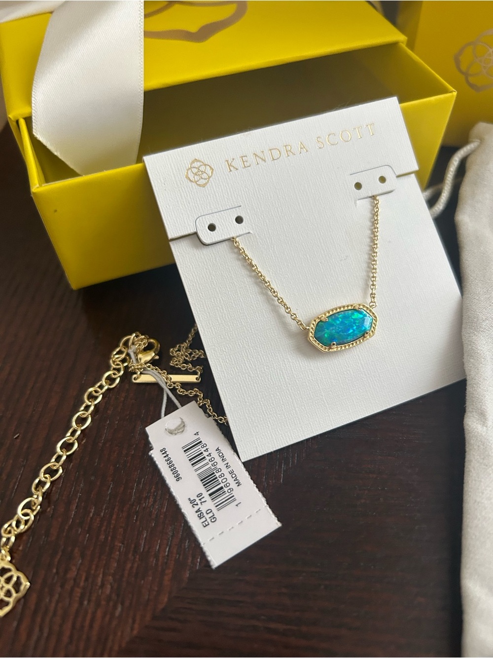 Kendra Scott Gold Necklace with Bright Blue Opal Pendant - Picture 4 of 6